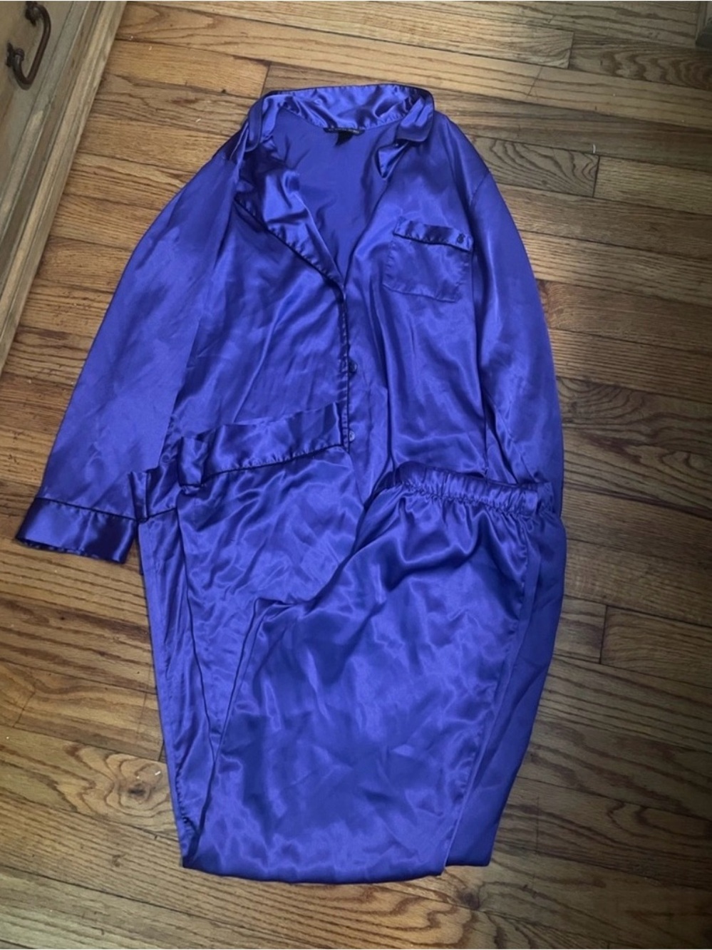 Victoria Secret Satin Long Sleeve Pajama Set - size medium blueish